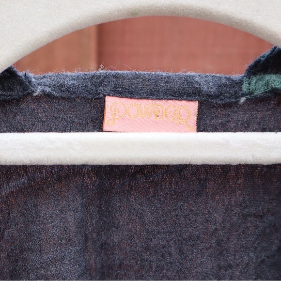 Powder Botany Bliss Charcoal 100% Wool Wrap Open Cardigan Vintage Large XL Women - Picture 7 of 16